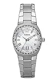 Fossil Damen Serena Quarz-Edelstahl-Dreizeigeruhr, Farbe: Silver Glitz...