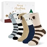 Softcozy 5 Paar Herren Kuschelsocken Tiermotiv flauschige Bettsocken warme...