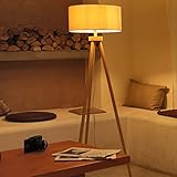 Aigostar Stehlampe Dreibein Holz Wohnzimmer, Stehlampe Vintage mit...