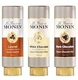 Monin Flavoured Saucen-Set, Karamell, Helle & Dunkle Schokolade, 3er Set, 3...