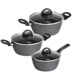 STONELINE Ceramic Keramik Topfset 6 teilig 18/20/24cm Topf mit Deckel...