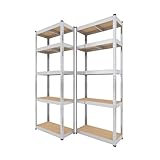BAUSOKOL Metallregal 180x70x30 cm - 2 STK. Verzinkt – 5 MDF Böden –...