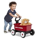 Radio Flyer Push & Pull Walker Kombi mit Teddybär, roter 2-in-1 Wagen für...