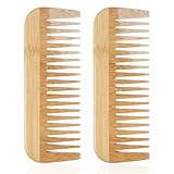 Breiten Gezackten Holzkamm, Holzkamm Für Lockigen, 2 Stück Frauen...