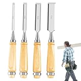 Meißelset | 4-tlg. Ergonomisches Werkzeug Set | Schrägkantige Zimmerei...