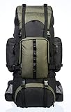 Amazon Basics Wanderrucksack mit Innengestell und Regenschutz, 65 L, Grün