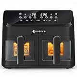 Juskys® Airfryer 9 L Doppelkammer - Heißluftfritteuse 2 Kammern, 9...