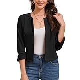 Hobrounn Blazer Damen 3/4-Ärmel Blazer Elegant Casual Jackenblazer...