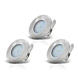 B.K.Licht - 3er Set LED Bad Einbaustrahler 230V 4,8W ultraflach IP44, 60mm...