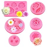 Deepton 6 Stück Silikonform Blumen, 3D Silikonformen Gießformen Blumen,...