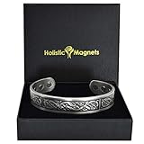 Holistic Magnets® Wikinger Kupfer Armband XL (Antik-Silber) Herren Magnet...