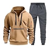 Trainingsanzug Herren, Jogginganzug Set Einfarbig Tracksuit mit...