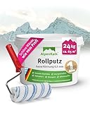 AlpenKalk Feiner Rollputz für Innen I 24 kg für ca. 65 m² + Spezialrolle...