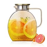 2,2 Liter Wasser karaffe Glas aus Borosilikatglas, Wasserkaraffe mit Deckel...