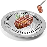 Koreanische Grillpfanne Rauchfreie Camping Grillplatte Indoor Edelstahl...