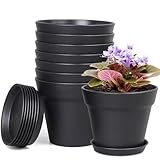 Homeuouz 8 Packs Blumentopf mit Untersetzer, 10cm Pflanzentopf, Plastik...
