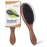 lampox Haarbürste mit Wildschweinborsten Kopfmassage Haarpflege,...