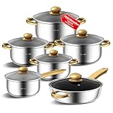 Topfset aus Edelstahl and Pans Set,12-teiliges Küchen-Kochgeschirr-Set,...