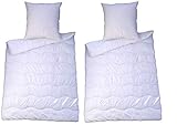 Bettenset 2X Bettdecke und 2X Kopfkissen = 4 teiliges Set Premium Weiss...
