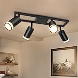 Dehobo LED Deckenstrahler 4 Flammig Schwarz GU10, Deckenlampe Strahler...