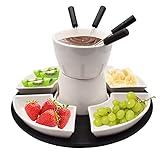 BeBuy24 Fondueset 11 teilig Keramik Porzellan Schokofondue Käsefondue...