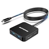 ANYOYO USB C Hub, 120cm 6-in-1 USB C auf HDMI Adapter mit 4K-HDMI, 1 USB C...