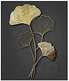 ZEYA Wanddeko Metall Gingko, 46 x 75 cm, 3D Deko gold, Wanddeko Ginkgo...