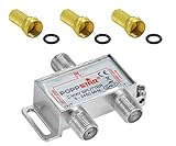 Poppstar Sat-Verteiler Splitter Umschalter 2-Fach inkl. F-Stecker...