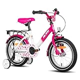 HILAND Rosa 14 Zoll Kinderfahrrad für Mädchen 3,4,5 Jahre mit...