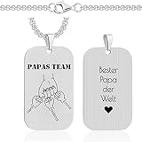 Lumari Gold Personalisierte Herren Halskette mit Gravur – Papas Team Dog...