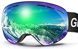 GlaRid Skibrille Herren Damen, OTG Ski Goggles Rahmenlose Snowboardbrille...