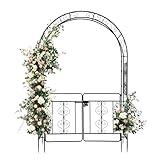 LEADZM – Gartenbogen aus Metall 134.5X 58.5x213cm – Rosenbogen mit Tür...