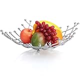 com-four® Obstschale aus verchromtem Edelstahl - dekorativer Obstkorb...