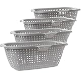 Sustania 4er Set Wäschekörbe Grau 60x40x24cm - Stapelbare Wäschewannen...