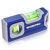 WORKPRO Magnetische Wasserwaage 115 mm, Mini Wasserwaage mit 2 Libellen...
