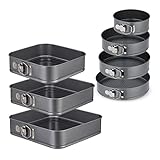 Relaxdays Springform Set, 7-teilig, rund & quadratisch, 18-28 cm, Stahl,...
