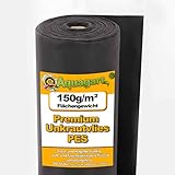 Aquagart Unkrautvlies schwarz PES - 150g I Unkrautschutzfolie für Garten &...