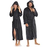 aqua-textil XS-XXXL Bademantel Kapuze Uni lang aufgesetzte Taschen Damen...