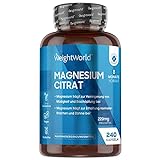 Magnesiumcitrat - 240 Magnesium Kapseln - 740mg reines Magnesium Citrat mit...