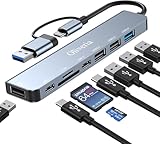 USB C Hub 3.0, 8 in 2 Multiport Adapter Mit SD&TF Kartenleser, 3.0&2.0...