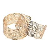 VALICLUD Breiter Offener Metall Armreif mit Filigranem Spitzen-hohlmuster...