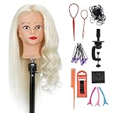 SOPHIRE 66 - 71 cm Mannequinkopf mit 60 % Echthaar, Friseur-Übungskopf,...