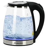 Panana Wasserkocher Glas, BPA Frei, 1,8 L, 1800W, Kettle mit blau LED,...