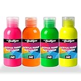 Bastelzone Neon-Acrylfarben-Set. 4 Farben je 100 ml. Malfarben für Kinder...