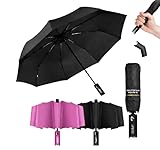 LeNiMa 2 Stück Automatischer Regenschirm mit Lampe im Griff, klein+robust,...