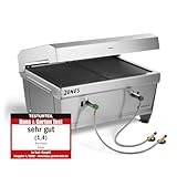 BURNHARD Camping Gasgrill Jones Edelstahl Klappgrill mit Deckel 2-Brenner...