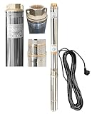IB Tiefbrunnenpumpe 6000l/h 230V 0,8kW ˜90mm Edelstahl Tauchbrunnenpumpe...