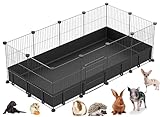 PILIN Kaninchengehege, Metallzaun, Drahtkäfig mit wasserdichter Matte, DIY...