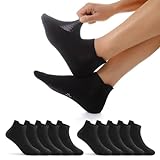 EKSHER Sneaker Socken Herren 39-42 Schwarz 10 Paar Baumwolle Kurze...