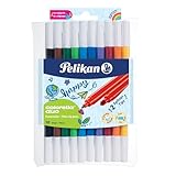Pelikan Fasermaler Colorella Duo, 10 Farben im Kunststoff-Etui, 10 Stück